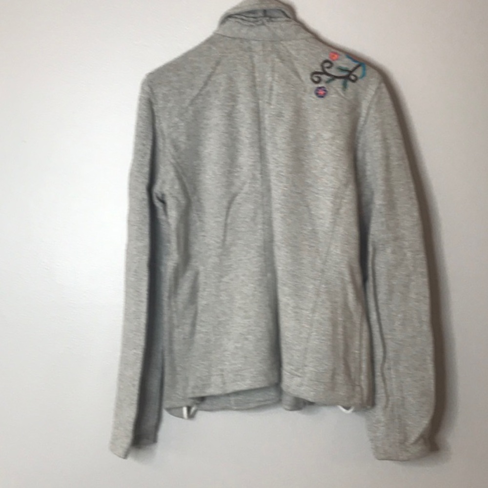 JWLA Johnny Was Los Angeles Heather Grey Floral Embroidered Cotton Blazer - Picture 4 of 4